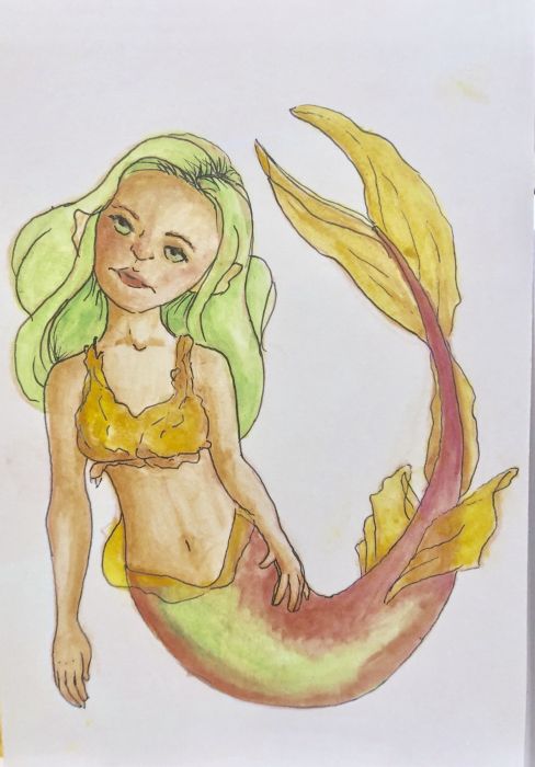 Autumn colored mermaid by Amy Sue Stirland